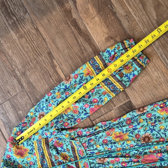 XXS/XS R. Vivimos Turquoise Floral Long Sleeve Tassel Detail Midi/Maxi Dress - Picture 4 of 9